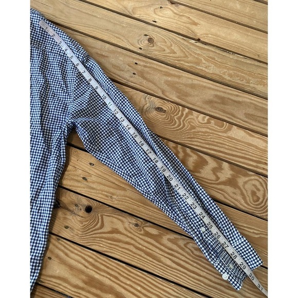 Banana Republic Oxford Checked Untucked Button Up Shirt Size Medium Men’s Navy - Picture 7 of 7